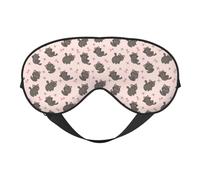 Masque de sommeil avec chat souriant mignon de dessin animé, masques pour les yeux pour dormir double face, masques de sommeil pour homme et femme, masque occultant pour dormir, voyage