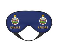 Masque de sommeil avec drapeau de l'État du Kansas, masque pour les yeux 100 % soie de mûrier naturelle avec couvre-yeux ultra doux pour dormir, voyage, sieste