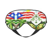 Masque de sommeil avec drapeau de Porto Rico, grenouille, palmiers, masque de sommeil confortable pour dormir, masque de sommeil bloquant la lumière avec sangle réglable