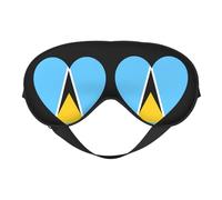 Masque de sommeil avec drapeau de Sainte-Lucie 8 Love Sainte-Lucie Flag Masque pour les yeux doux avec sangle réglable pour femmes et hommes Voyage Travail Maison