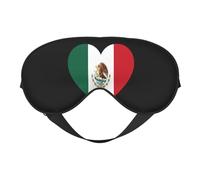 Masque de sommeil avec drapeau du Mexique Love Mexico Flag 3 Love Mexico Flag Masque pour les yeux doux avec sangle réglable pour femmes et hommes Voyage Travail Maison