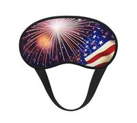 Masque de sommeil avec drapeau feu d'artifice doux et confortable avec sangle réglable occultante pour femmes, filles, hommes, voyage, yoga, sieste, travail