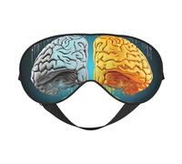 Masque de sommeil avec fonctions cérébrales gauche et droit pour homme et femme - Masque pour les yeux double face avec sangle réglable, doux et soyeux, bloquant la lumière et respirant, pour les