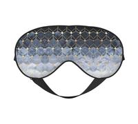 Masque de sommeil avec hexagones bleus et diamants bloquant la lumière, réglable, confortable, doux, réversible, repos nocturne