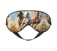 Masque de sommeil avec impression artistique de chevaux, couverture douce et respirante pour les voyages, le travail de nuit et la méditation