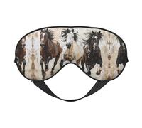 Masque de sommeil avec impression artistique de chevaux, couverture douce et respirante pour les voyages, le travail de nuit et la méditation
