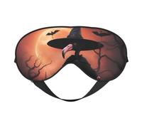Masque de sommeil avec imprimé chapeau de sorcière flamant rose pour Halloween, masque doux pour les yeux avec sangle réglable pour dormir, voyager et se détendre