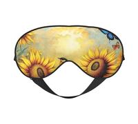 Masque de sommeil avec imprimé colibris, tournesols et papillons avec sangle réglable, couvre-yeux confortable pour les voyages, le yoga, la sieste, le sommeil et la relaxation