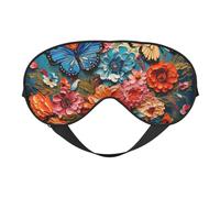 Masque de sommeil avec imprimé fleurs et papillons, masque doux pour les yeux avec sangle réglable pour dormir, voyager et se détendre