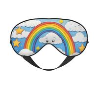 Masque de sommeil avec imprimé gouttes de pluie et nuages arc-en-ciel, masque doux pour les yeux avec sangle réglable pour dormir, voyager et se détendre