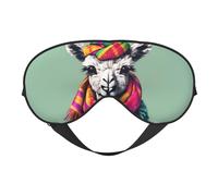 Masque de sommeil avec imprimé lama dans une écharpe, masque doux pour les yeux avec sangle réglable pour dormir, voyager et se détendre