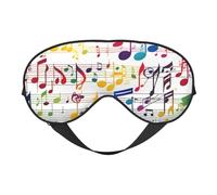 Masque de sommeil avec imprimé notes de musique colorées, masque doux pour les yeux avec sangle réglable pour dormir, voyager et se détendre
