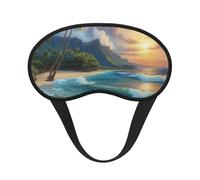 Masque de sommeil avec imprimé palmier sur mer bleue et océan - Couverture souple pour les yeux - Sans pression pour dormir - Masque pour les personnes dormant sur le côté