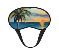 Masque de sommeil avec imprimé palmier sur mer bleue et océan - Couverture souple pour les yeux - Sans pression pour dormir - Masque pour les personnes dormant sur le côté