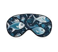 Masque de sommeil avec imprimé poisson de dessin animé pour homme et femme avec sangle réglable - Doux et respirant - Occultant - Antidérapant - Essentiels de voyage