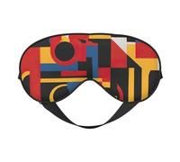 Masque de sommeil avec imprimé rouge, jaune, bleu et noir, masque doux pour les yeux avec sangle réglable pour dormir, voyager et se détendre