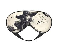 Masque de sommeil avec imprimé sorcière volante pour Halloween, masque doux pour les yeux avec sangle réglable pour dormir, voyager et se détendre