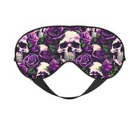 Masque de sommeil avec imprimé tête de mort et rose violette, couverture douce et respirante pour les voyages, le travail de nuit et la méditation