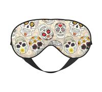 Masque de sommeil avec imprimé tête de mort mexicaine 1 - Bandeau tendance pour homme et femme - Pour la sieste en avion