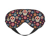 Masque de sommeil avec imprimé tête de mort mexicaine bloquant la lumière, bandeau tendance pour femmes et hommes