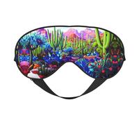 Masque de sommeil avec motif cactus tropical, renard, serpent, cochon, masque doux pour les yeux, sangle réglable, fonctionne en position de sieste