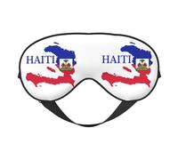 Masque de sommeil avec motif carte et drapeau d'Haïti, bandeau pour les yeux, protection des yeux, doux et sans pression, avec sangle élastique, pour la maison, les voyages, le bureau, la sieste et l