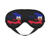 Masque de sommeil avec motif carte et drapeau d'Haïti, bandeau pour les yeux, protection des yeux, doux et sans pression, avec sangle élastique, pour la maison, les voyages, le bureau, la sieste et l