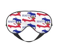 Masque de sommeil avec motif carte et drapeau d'Haïti, bandeau pour les yeux, protection des yeux, doux et sans pression, avec sangle élastique, pour la maison, les voyages, le bureau, la sieste et l