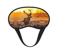 Masque de sommeil avec motif cerf rouge en bois de cerf - 100 % bloquant la lumière - Masque pour les yeux avec sangle réglable