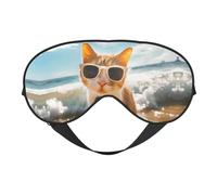 Masque de sommeil avec motif chat surfant - Masque de sommeil double face pour homme et femme - Occultant pour dormir et voyager