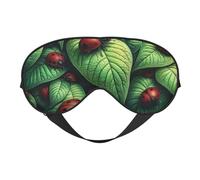 Masque de sommeil avec motif coccinelle pleine de vie sur une feuille avec sangle réglable, couverture confortable pour les yeux, pour voyage, yoga, sieste, sommeil et relaxation