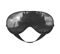 Masque de sommeil avec motif crânes noirs et blancs avec sangle réglable pour dormir, voyager et se détendre
