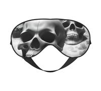 Masque de sommeil avec motif crânes noirs et blancs avec sangle réglable pour dormir, voyager et se détendre
