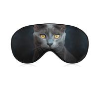Masque de sommeil avec motif de chat gris pour homme et femme - Couverture des yeux de sommeil latérale avec sangle réglable - Doux et respirant - Masque occultant antidérapant - Essentiels de voyage