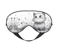 Masque de sommeil avec motif de chat mignon et croquis de prairie, masque de sommeil double face, masque de sommeil pour homme et femme, couvre-yeux occultant pour dormir, voyage