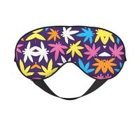 Masque de sommeil avec motif de mauvaises herbes colorées et réglables, confortable, réversible, pour repos de nuit