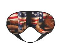 Masque de sommeil avec motif drapeau américain avec bottes de cowboy imprimé soie confortable bandeau réglable doux pour les yeux pour dormir