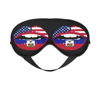 Masque de sommeil avec motif drapeau américain et lèvres d'Haïti, masque de nuit, bandeau de lumière, cache-yeux doux sans pression avec sangle élastique pour la maison, les voyages, le bureau, la si