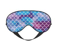 Masque de sommeil avec motif écailles de poisson sirène confortable avec sangle réglable