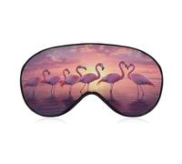 Masque de sommeil avec motif flamants roses debout dans l'eau au coucher du soleil, masque de sommeil pour homme et femme, sangle réglable, pour voyage, yoga, sieste, travail