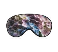 Masque de sommeil avec motif fleurs d'hortensia dans un vase pour homme et femme avec sangle réglable - Masque occultant doux et respirant - Antidérapant - Essentiels de voyage