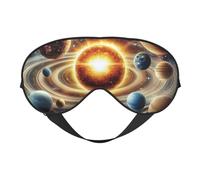 Masque de sommeil avec motif orbite planétaire du système solaire avec sangle réglable, couverture confortable pour les yeux, pour voyage, yoga, sieste, sommeil et relaxation