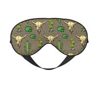 Masque de sommeil avec motif tête de mort de taureau et cactus mignon, masque pour les yeux bloquant la lumière, bandeau tendance pour les yeux pour femmes et hommes, sieste en avion