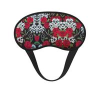 Masque de sommeil avec motif tête de mort rose et sangle réglable