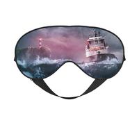 Masque de sommeil avec phare de bateau et vagues d'orage - Masque de sommeil double face pour homme et femme - Occultant pour dormir et voyager
