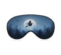 Masque de sommeil avec silhouette de sorcière volante sur balai - Masque de sommeil pour homme et femme - Sangle réglable - Pour voyage, yoga, sieste, travail