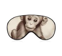 Masque de sommeil avec singe mignon pour les yeux - Masque de sommeil pour homme et femme - Masque de voyage réglable - Masque de sommeil occultant mignon