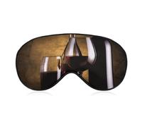Masque de sommeil avec trois bouteilles de vin et verre pour homme et femme - Couverture des yeux avec sangle réglable - Masque occultant doux et respirant - Antidérapant - Essentiels de voyage