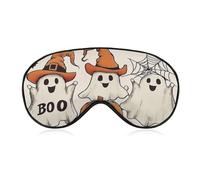 Masque de sommeil avec trois fantômes mignons pour homme et femme avec sangle réglable pour voyage, yoga, sieste, travail