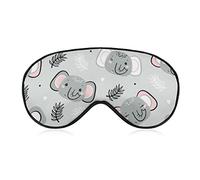 Masque de sommeil bébé éléphant visage sommeil masque pour les yeux bandeau avec sangle réglable feuilles tropicales couverture douce pour les yeux pour bloquer les lumières